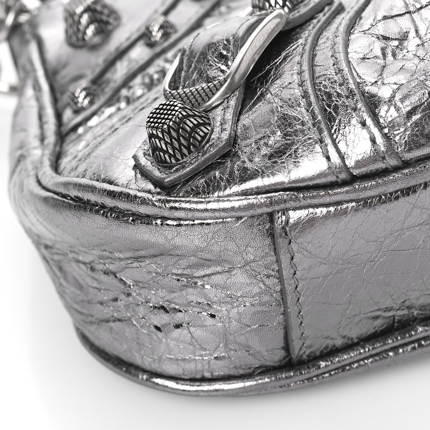 Balenciaga Metallic Agneau Arena Le Cagole Purse With Chain Mini Silver 7 of 8