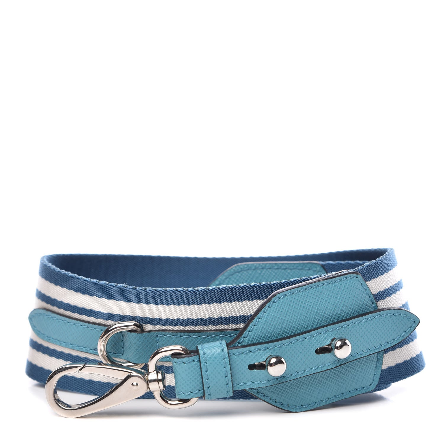 Prada Saffiano Striped Fabric Nastro Righe Shoulder Strap Turchese 1 of 4