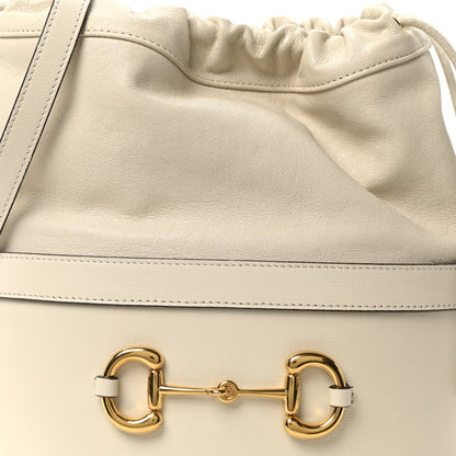 Gucci Azalea Sakai Calfskin Horsebit 1955 Drawstring Bucket Bag Mystic White 8 of 10