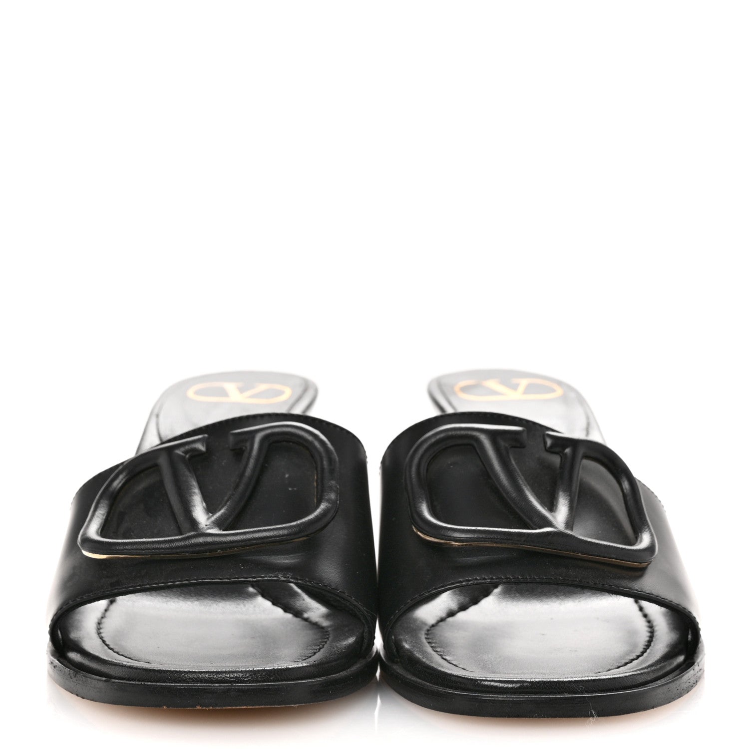 Valentino Garavani Calfskin VLogo 65mm Slide Sandals 35.5 Black 3 of 11