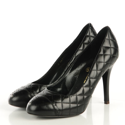 Chanel Lambskin Quilted CC Perforated Pumps 36.5 Black 3 of 6