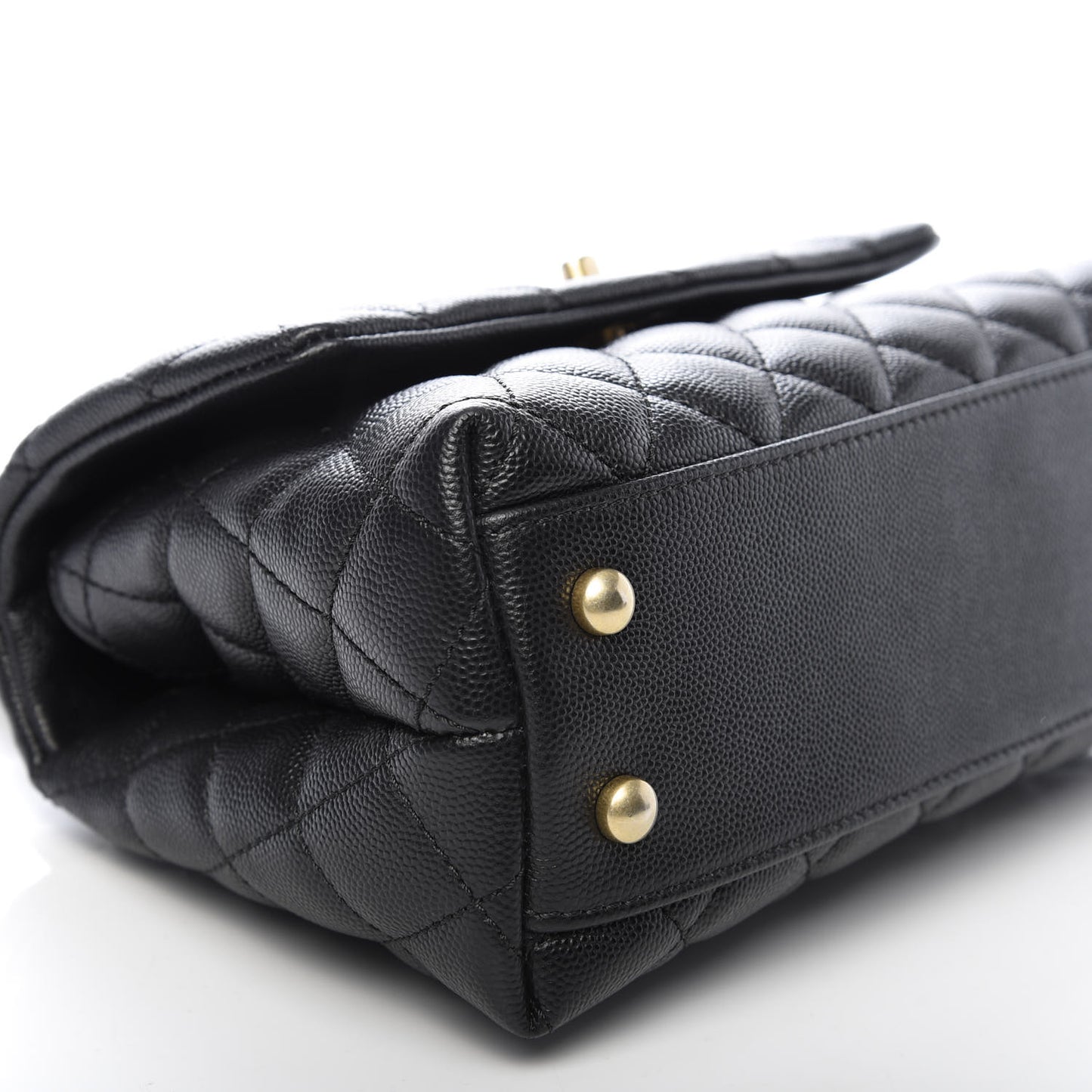 Caviar Lizard Embossed Quilted Mini Coco Handle Flap Black