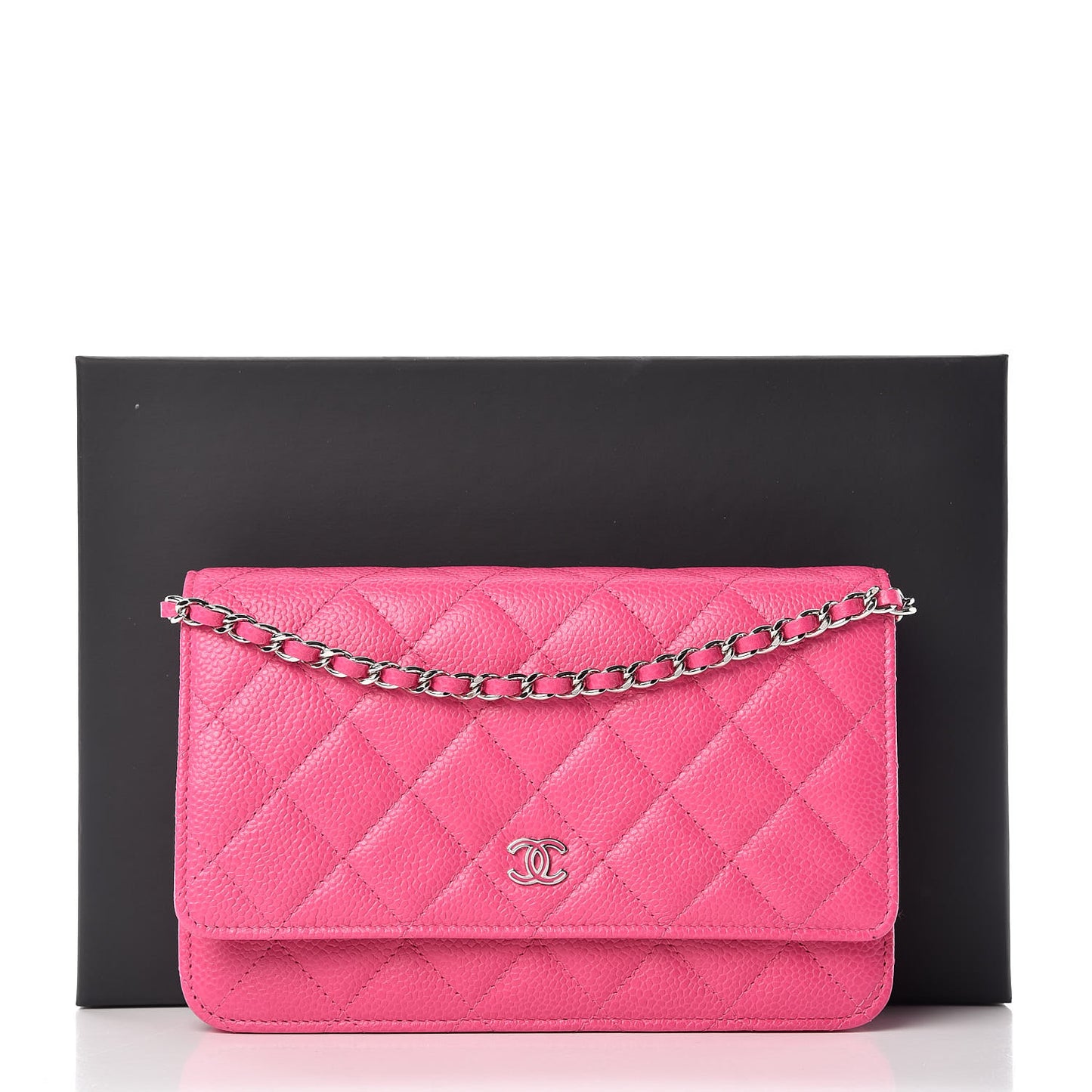 Caviar Quilted Wallet on Chain WOC Pink