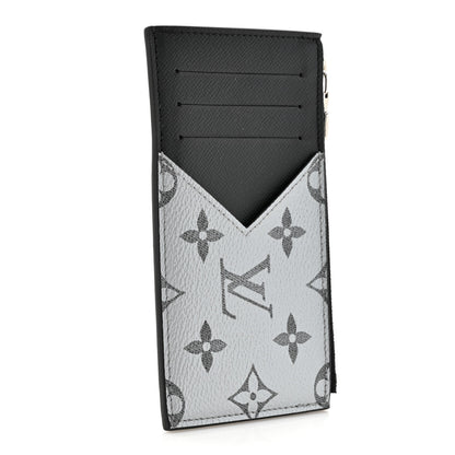 Louis Vuitton Metallic Taigarama Coin Card Holder Gunmetal Grey Black 4 of 7