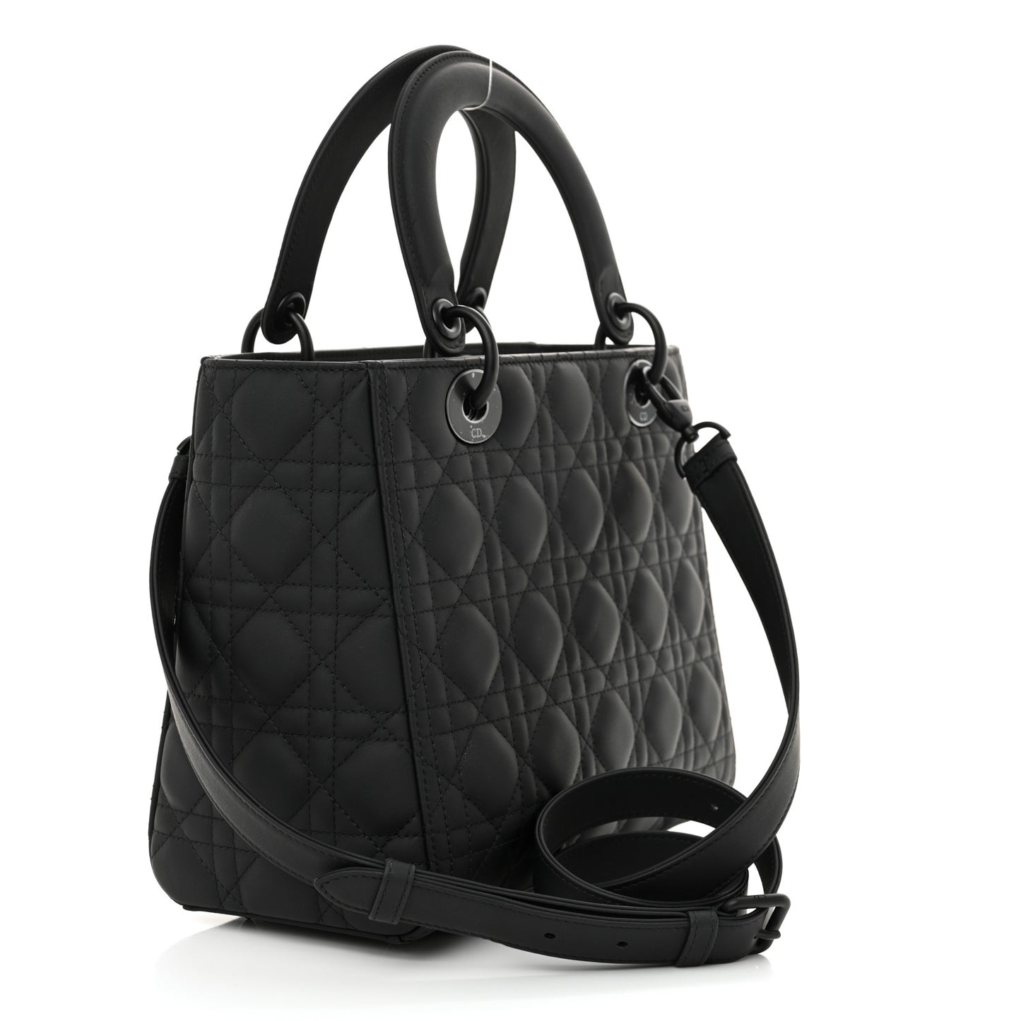 Ultra Matte Calfskin Cannage Medium Lady Dior Black