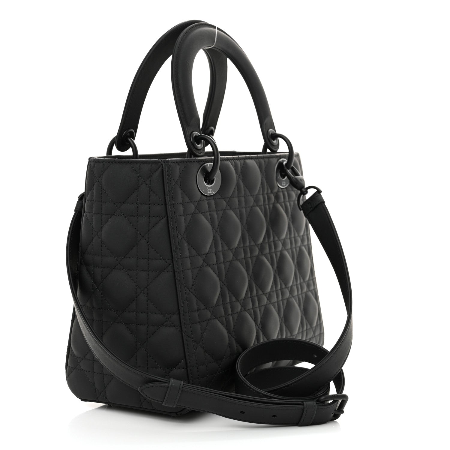 Christian Dior Ultra Matte Calfskin Cannage Medium Lady Dior Black 2 of 10