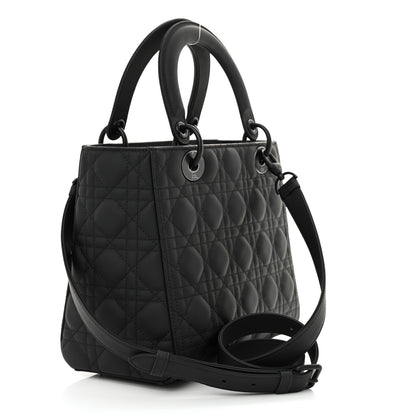 Christian Dior Ultra Matte Calfskin Cannage Medium Lady Dior Black 2 of 10