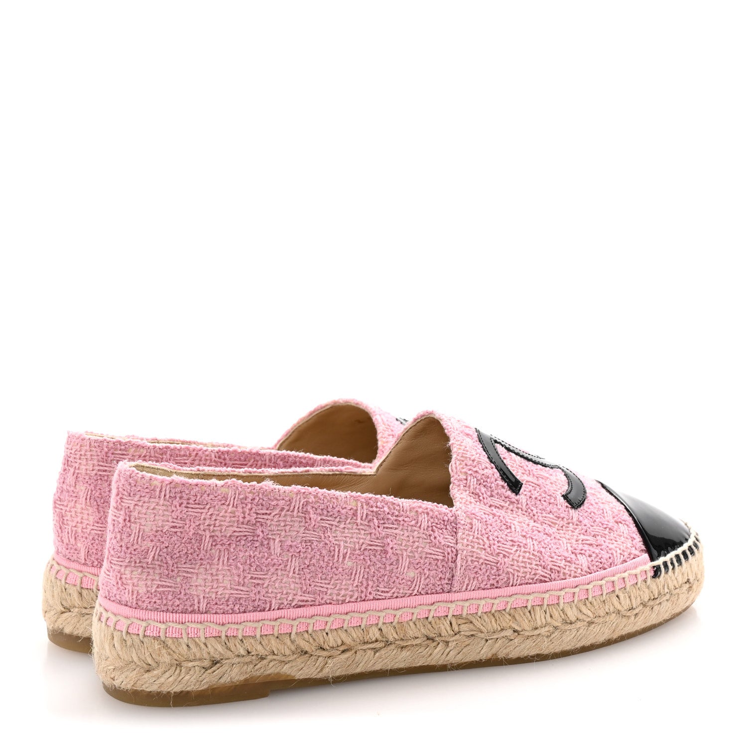 Chanel Tweed Patent CC Espadrilles 39 Pink Black 5 of 10