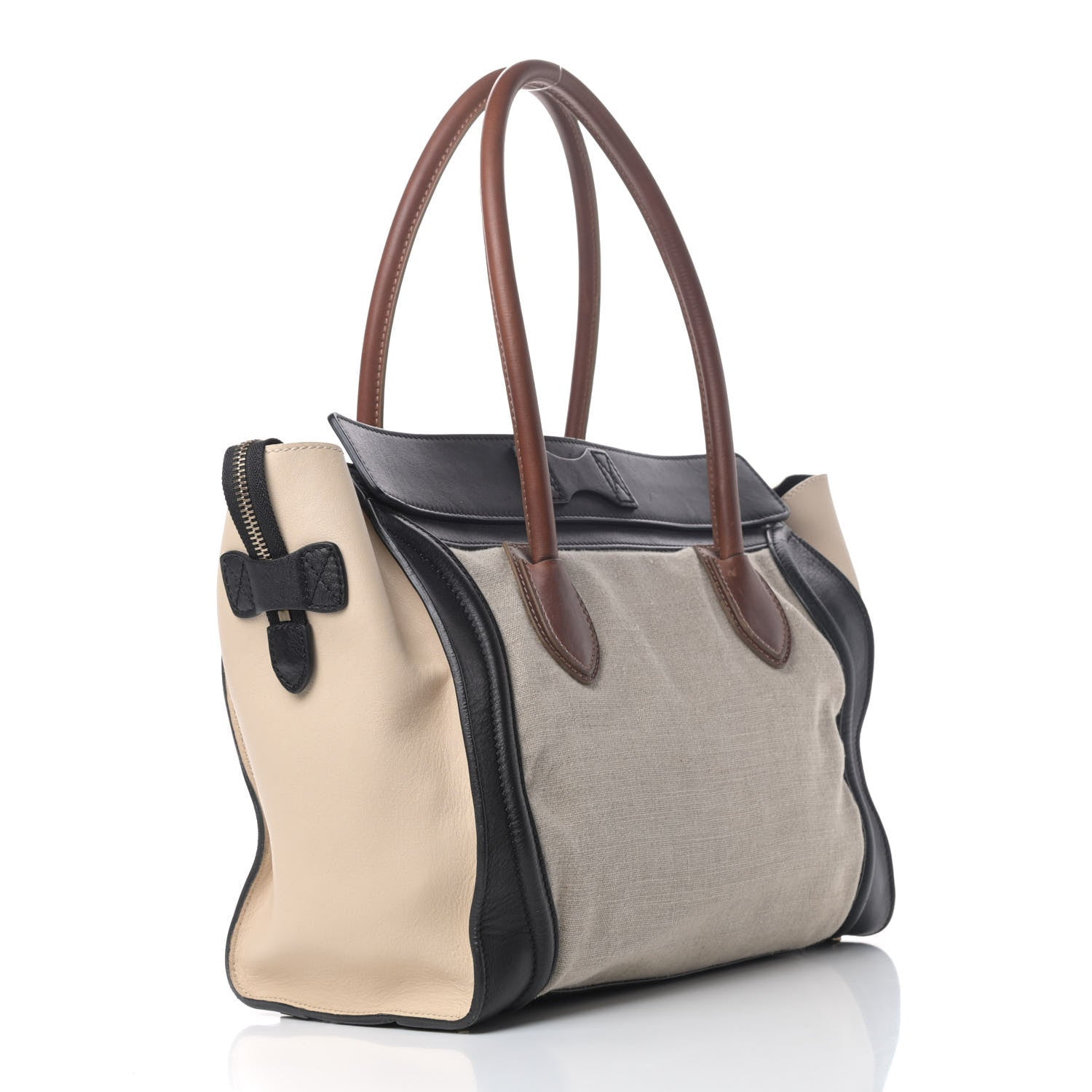 Celine Calfskin Linen Tri-Color Luggage Beige 2 of 10