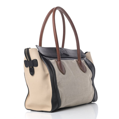 Celine Calfskin Linen Tri-Color Luggage Beige 2 of 10