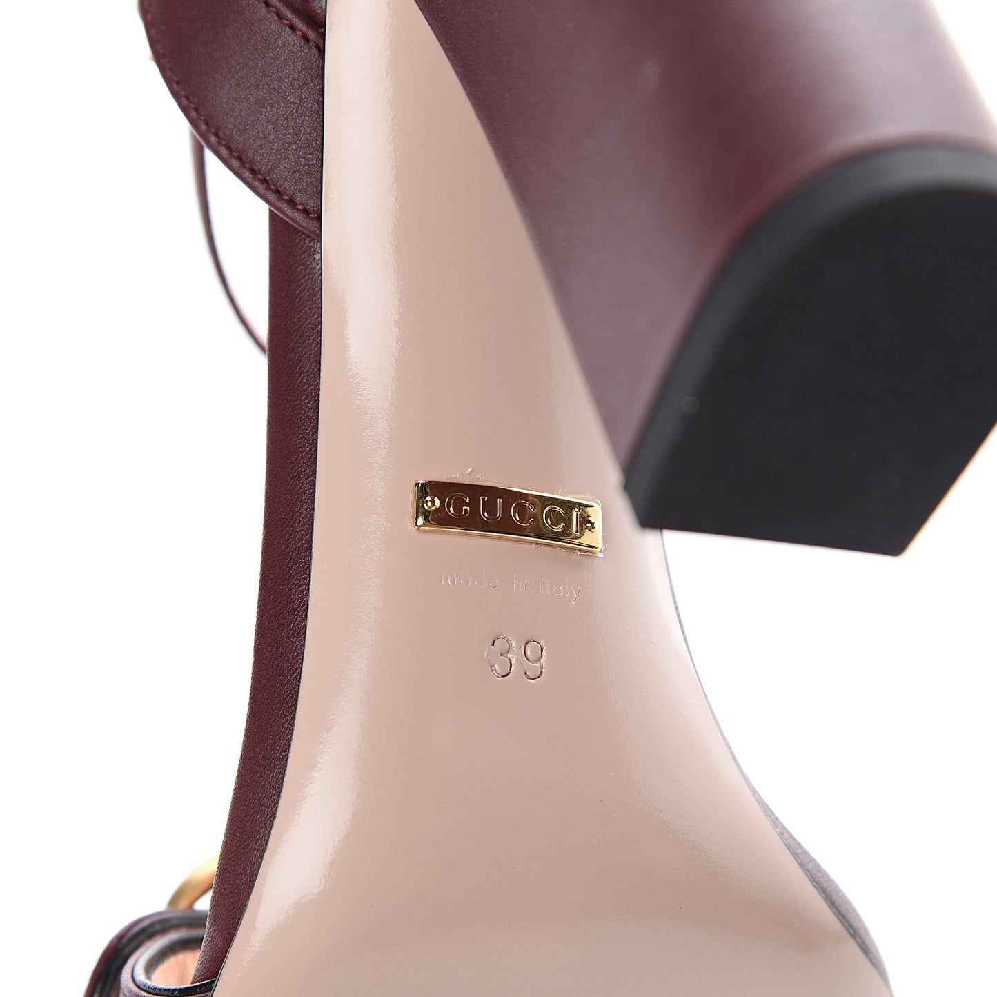 Lifford Calfskin GG Marmont Ankle Wrap 105mm Sandals 39 Vintage Bordeaux