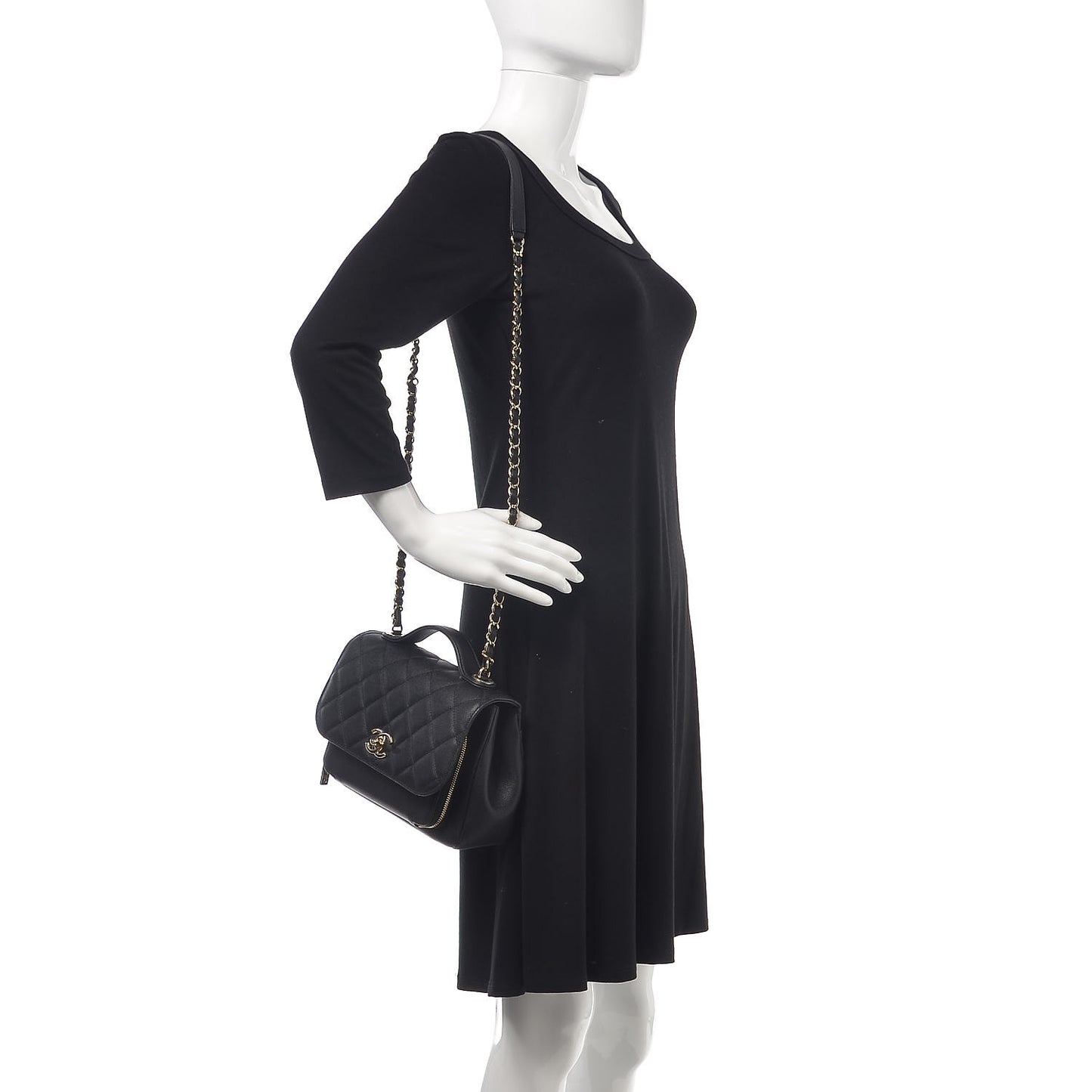 Caviar Quilted Medium Business Affinity Flap Black