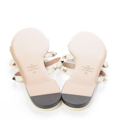 Valentino Garavani Nappa Rockstud Caged Flat Slide Sandals 39 Light Ivory 5 of 8