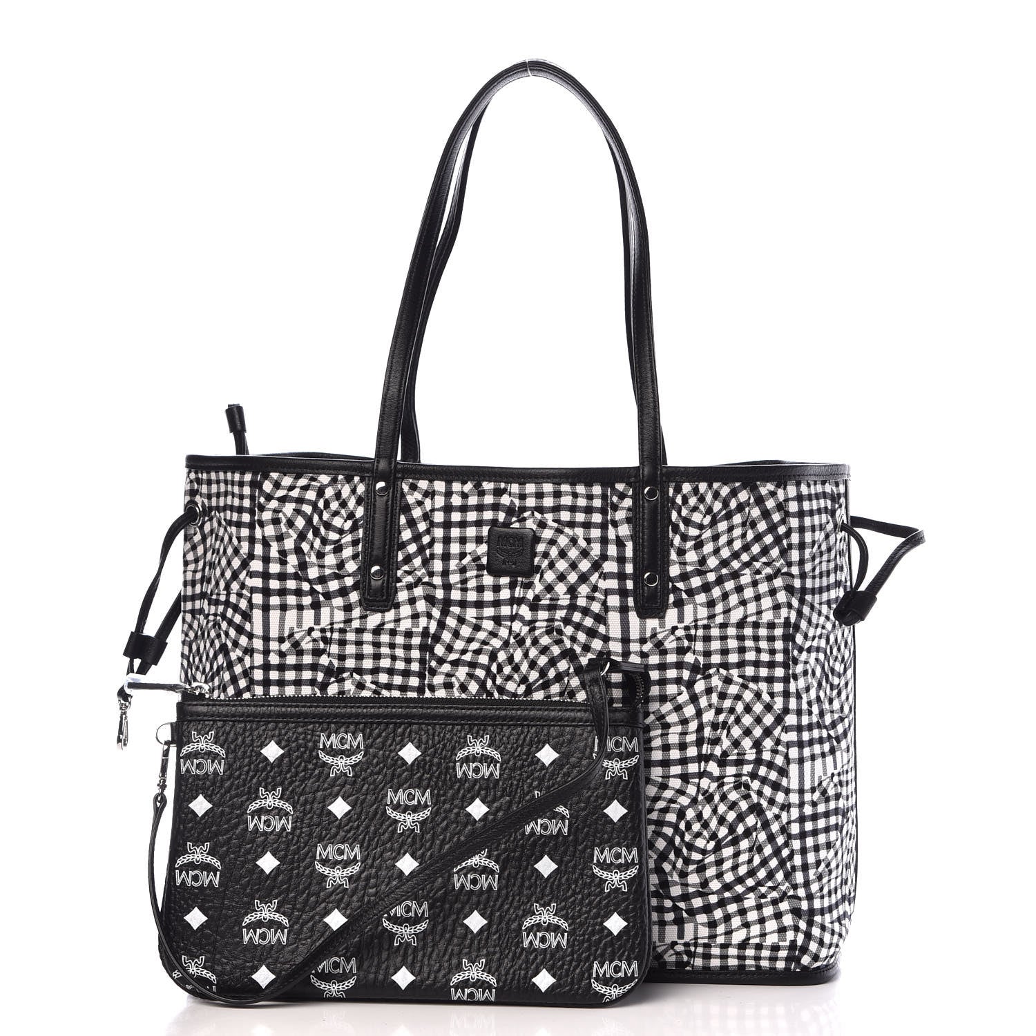 MCM Visetos Medium Reversible Shopper Tote Black 5 of 12