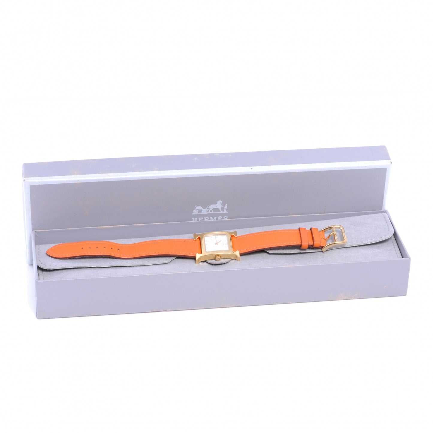 Stainless Steel Swift 21mm Heure H Hour Quartz Watch Orange