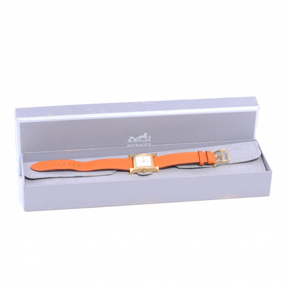 Hermes Stainless Steel Swift 21mm Heure H Hour Quartz Watch Orange 3 of 7