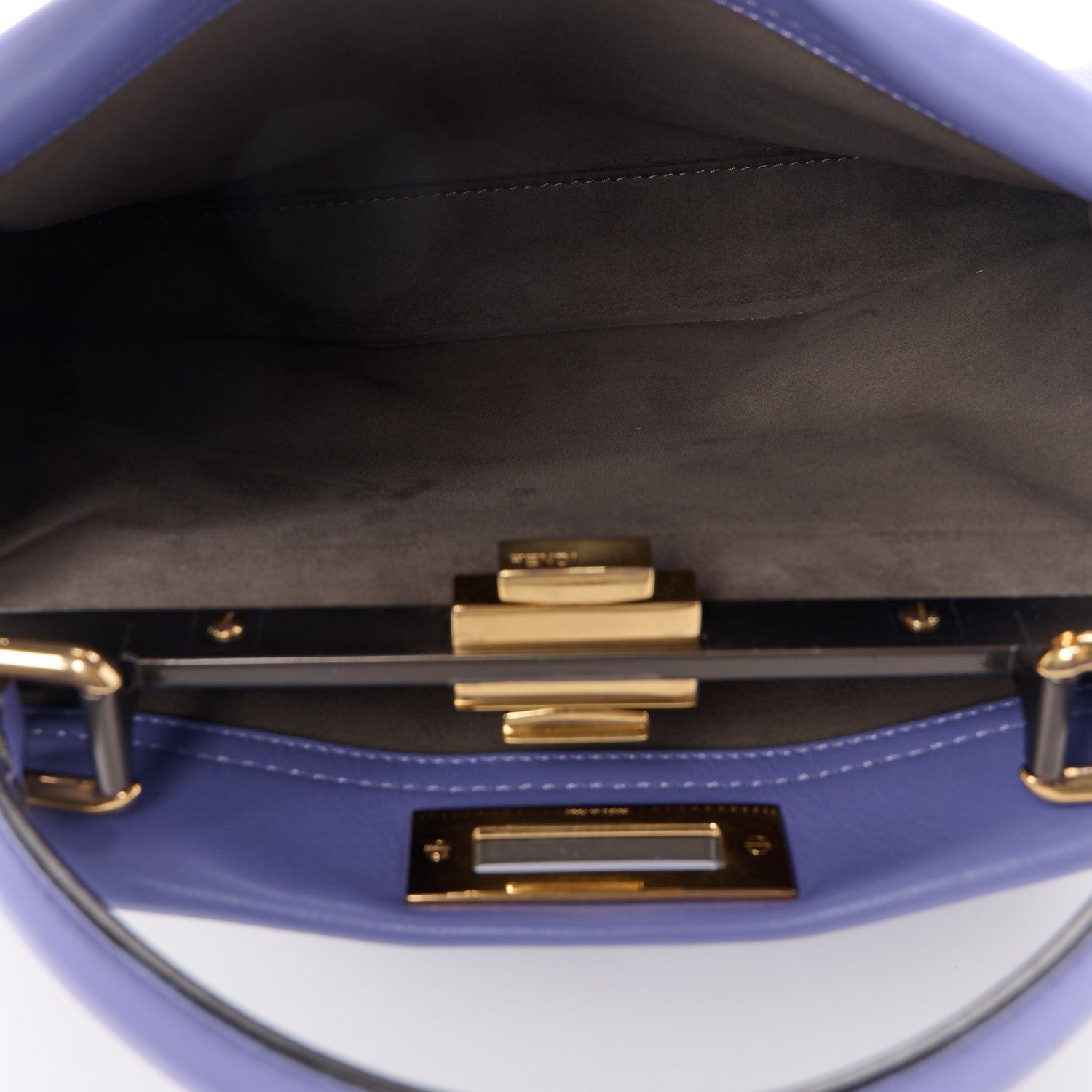 Fendi Vitello Seta Medium Peekaboo Iconic Satchel Viola Cassis