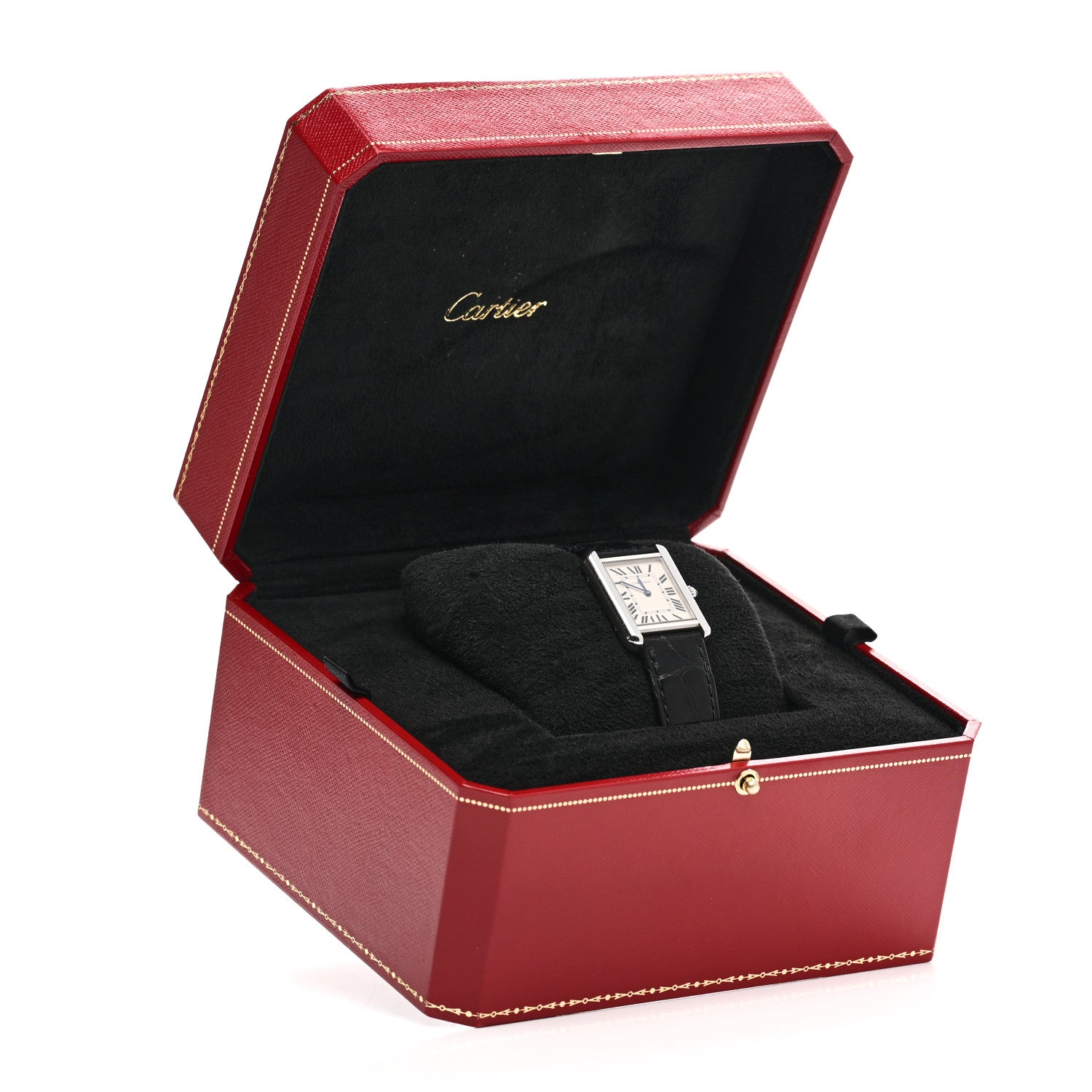 Cartier Stainless Steel Alligator 24mm Tank Solo Quartz Watch 5 of 5