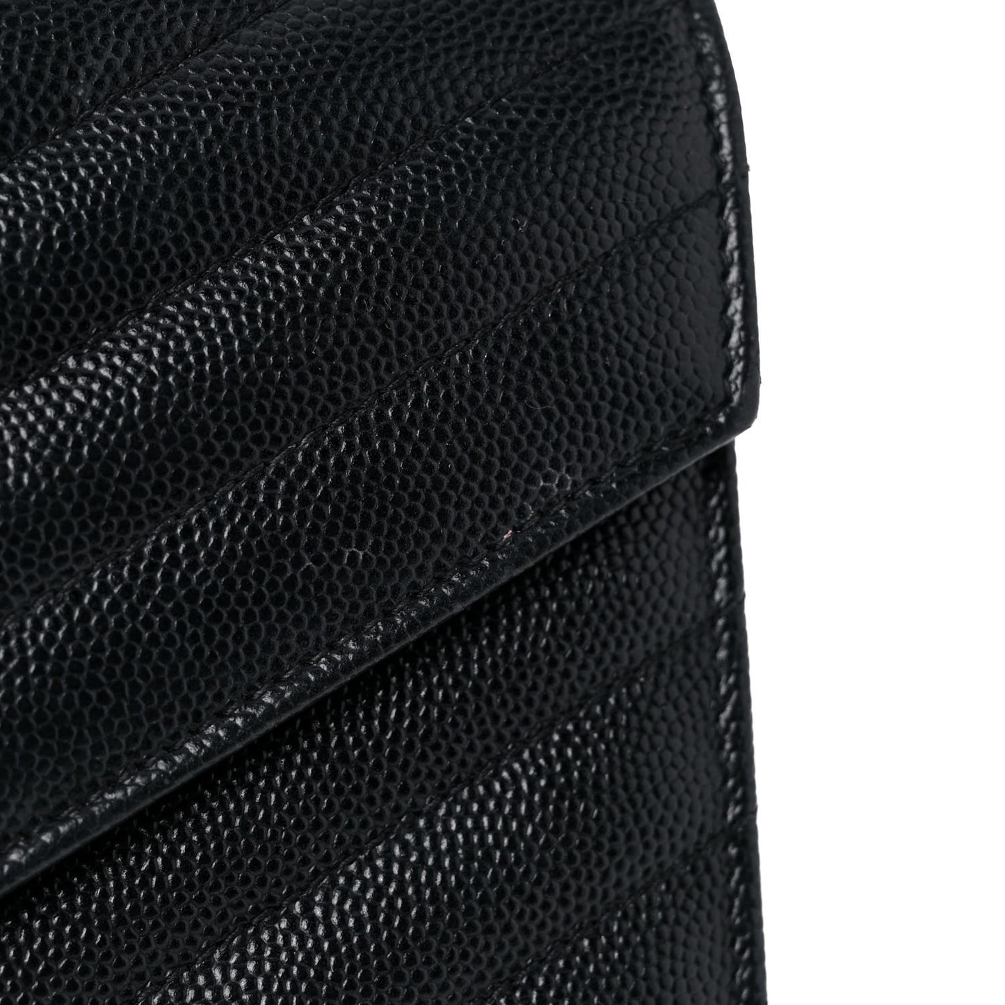 Grain De Poudre Matelasse Chevron Monogram Chain Wallet Black
