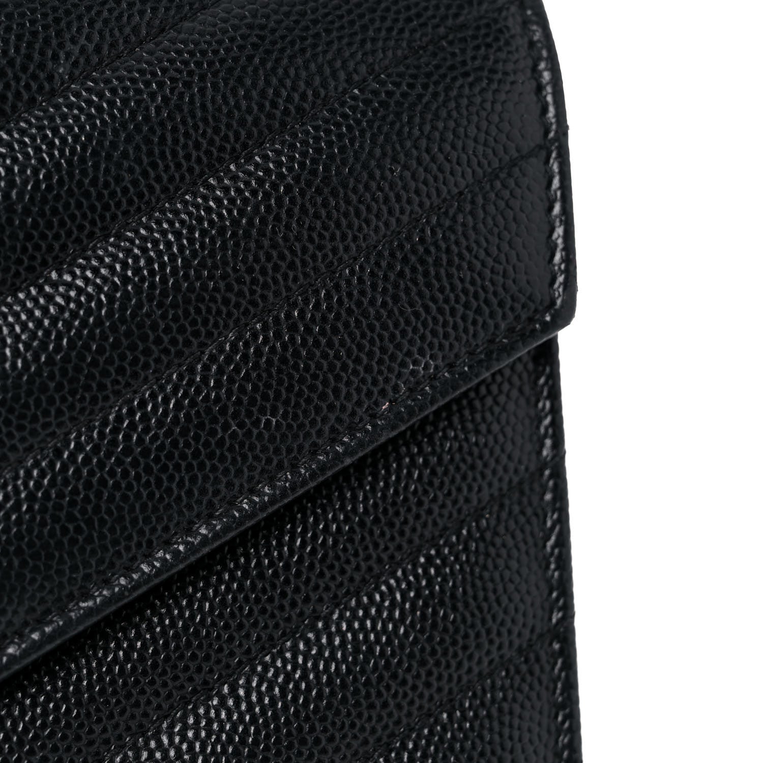 Saint Laurent Grain De Poudre Matelasse Chevron Monogram Chain Wallet Black 13 of 19