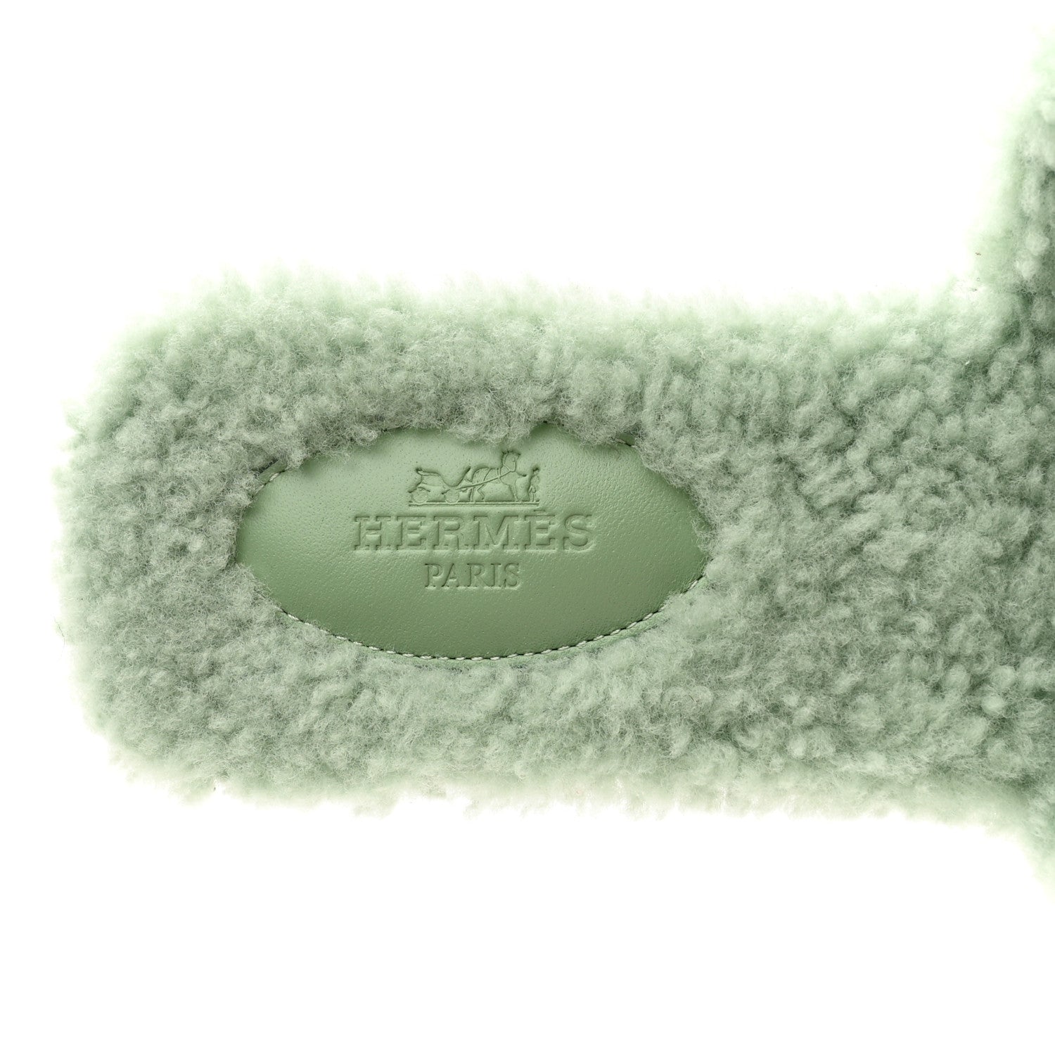 Hermes Woolskin Oran Sandals 37.5 Vert D’Eau 5 of 8