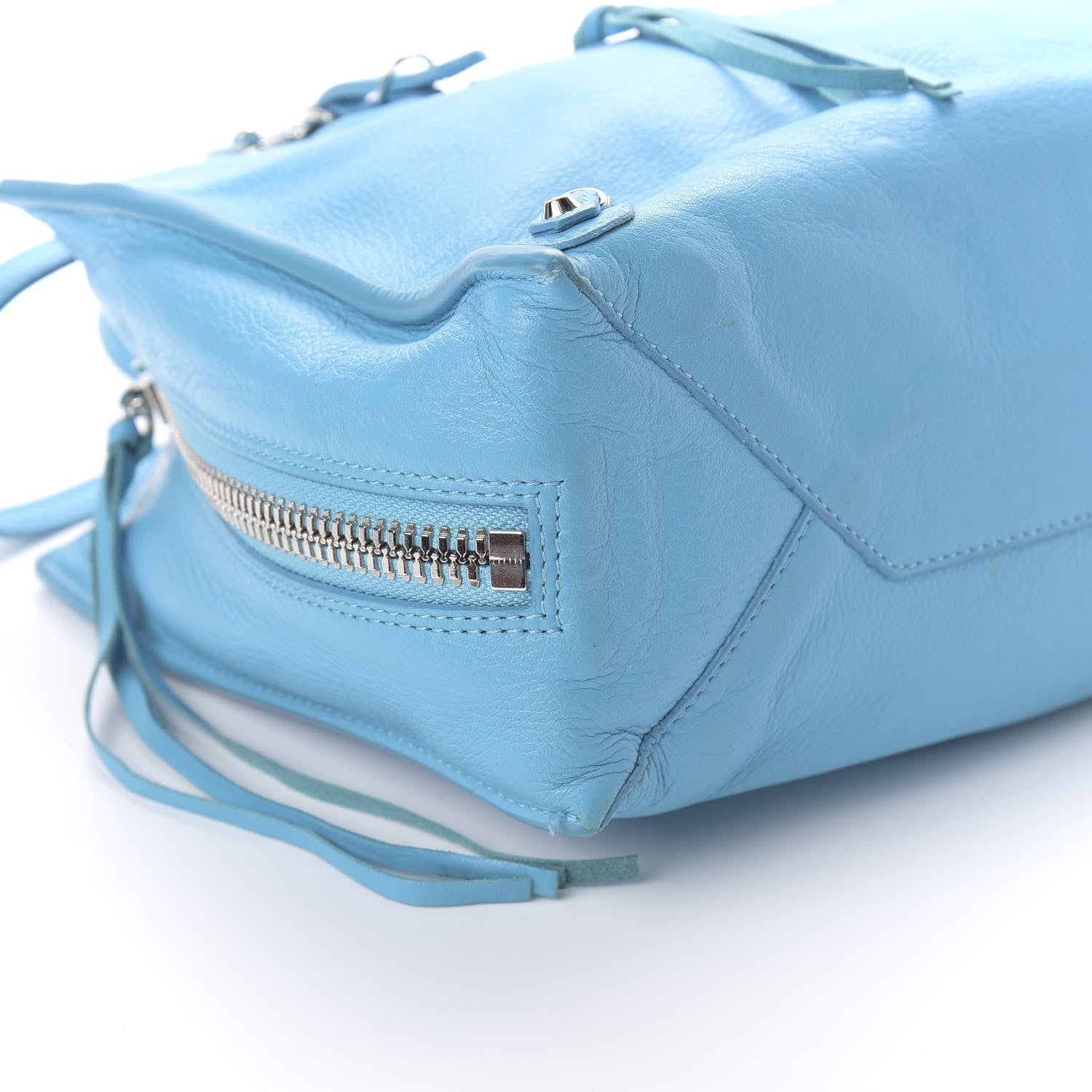 Balenciaga Supple Calfskin Papier A6 Zip Around Tote Bleu Caraibes 6 of 11