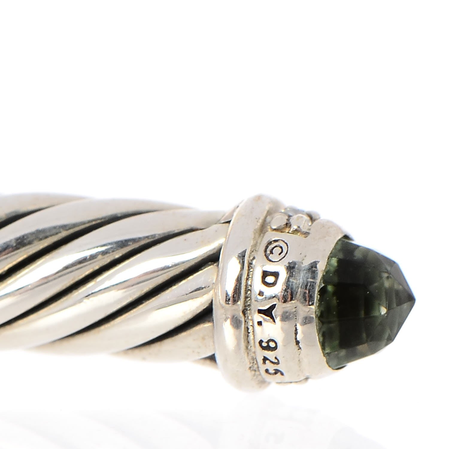 David Yurman Sterling Silver Diamond Peridot 5mm Cable Classics Bracelet 5 of 5