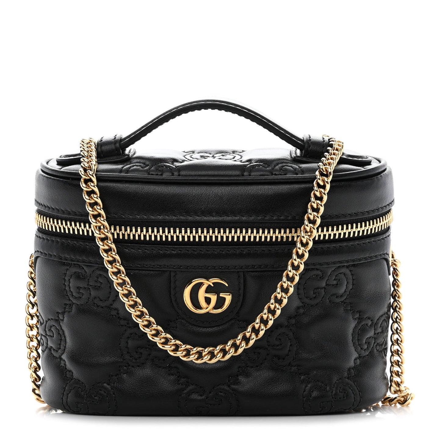 Calfskin GG Matelasse Mini Top Handle Bag Black