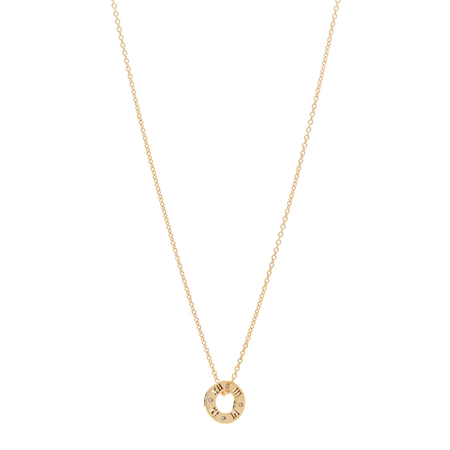 Tiffany 18K Yellow Gold Diamond Atlas Pierced Pendant Necklace 1 of 4