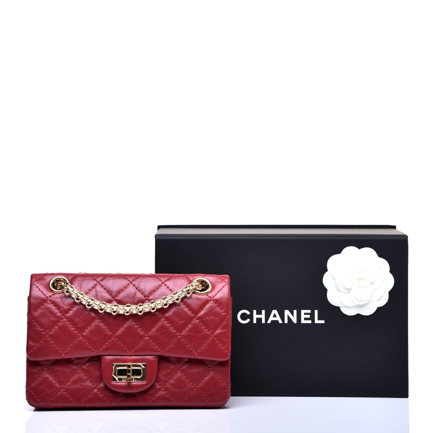 Aged Calfskin Quilted 2.55 Reissue Mini Flap Red