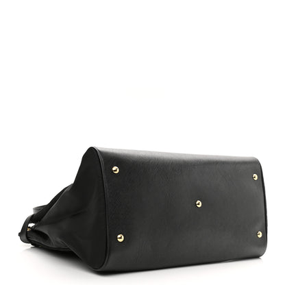 Salvatore Ferragamo Nylon Hammered Calfskin Batik Tote Black 4 of 9