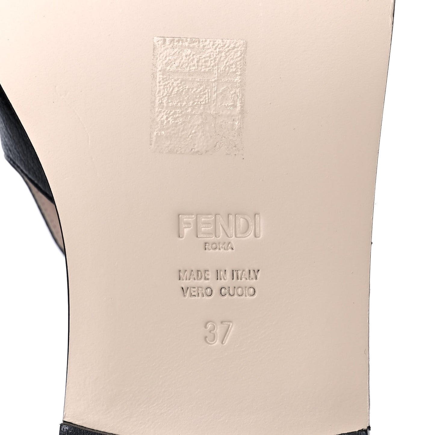 Calfskin F is Fendi Flat Mules 37 Black