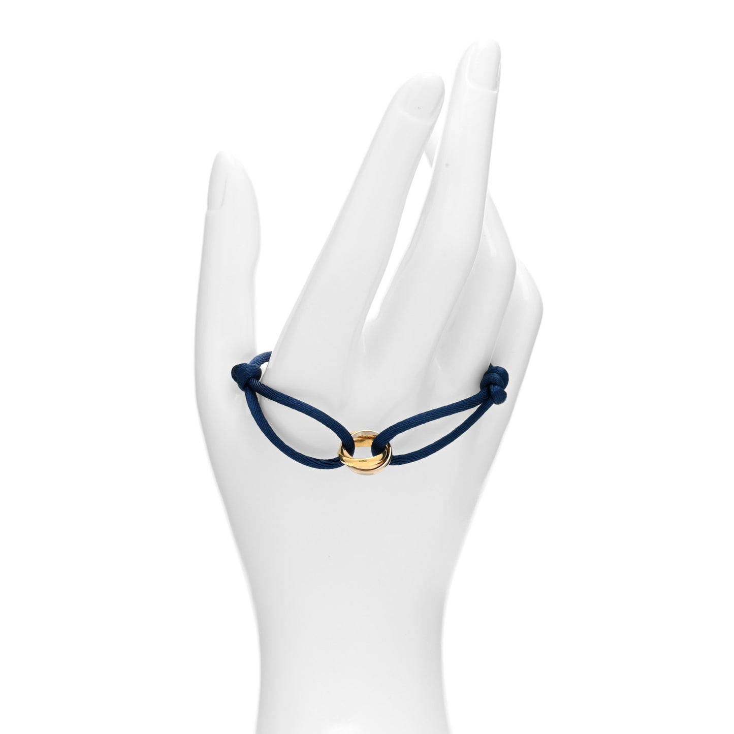 18K Pink Yellow White Gold Trinity Adjustable Cord Bracelet Blue