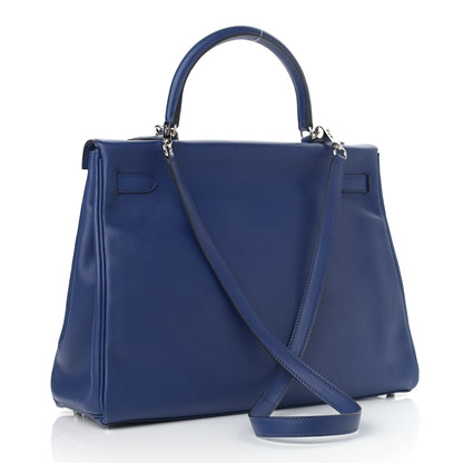 Hermes Swift Horseshoe Kelly Retourne 35 Bleu Electrique 3 of 13