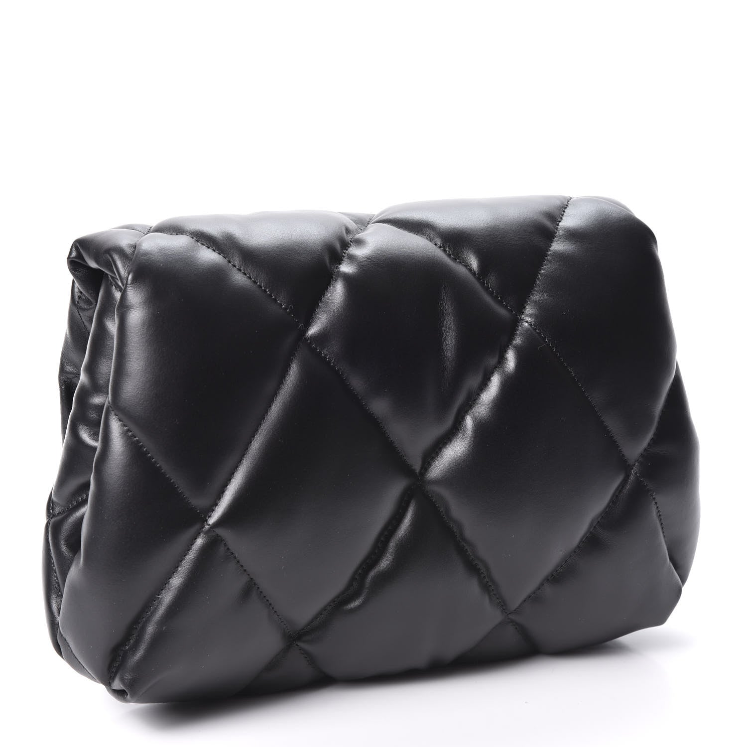 Balenciaga Nappa Calfskin Quilted Touch B Puffy Clutch Black 2 of 8