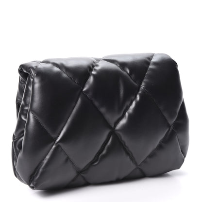 Balenciaga Nappa Calfskin Quilted Touch B Puffy Clutch Black 2 of 8