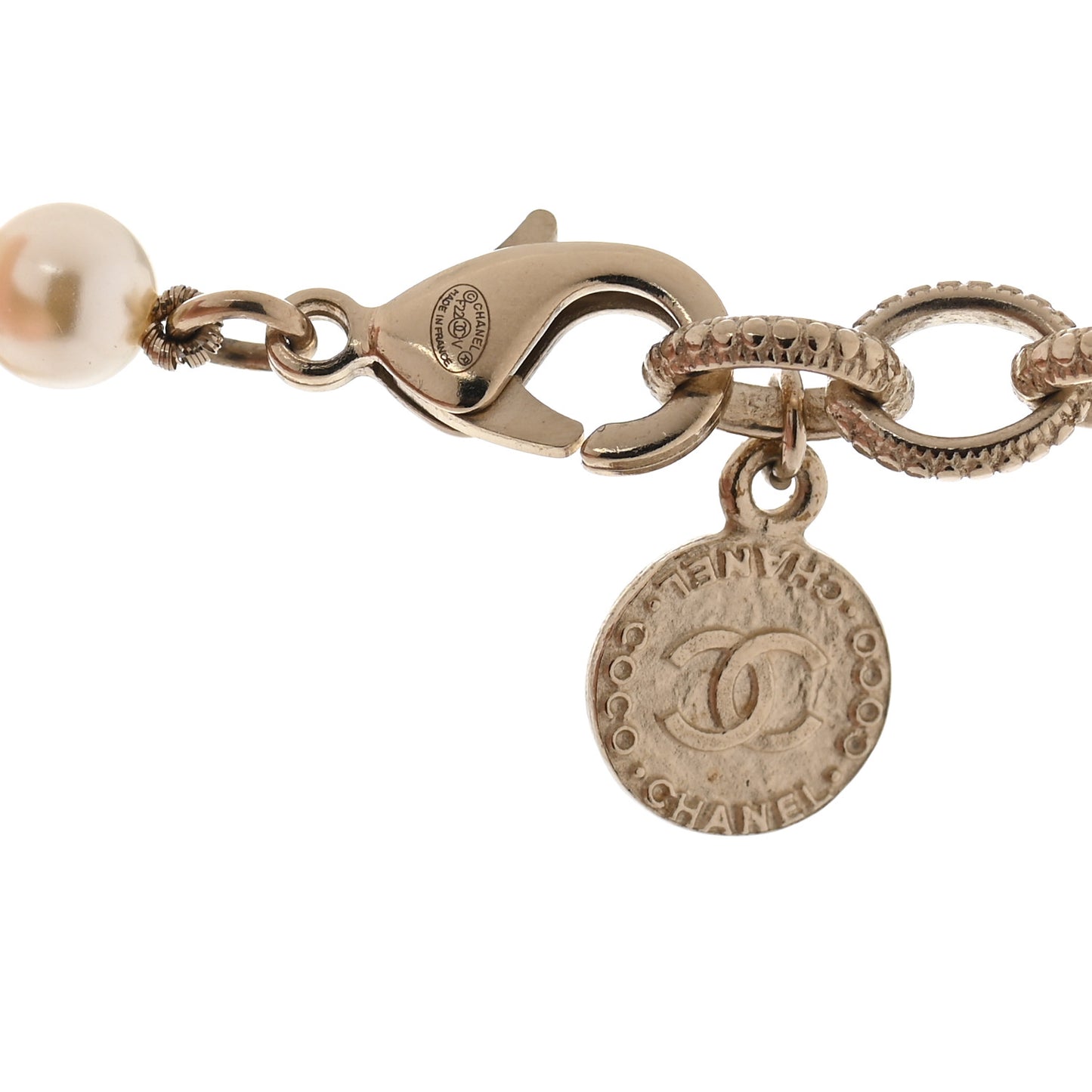 Pearl CC 100th Anniversary Necklace Light Gold