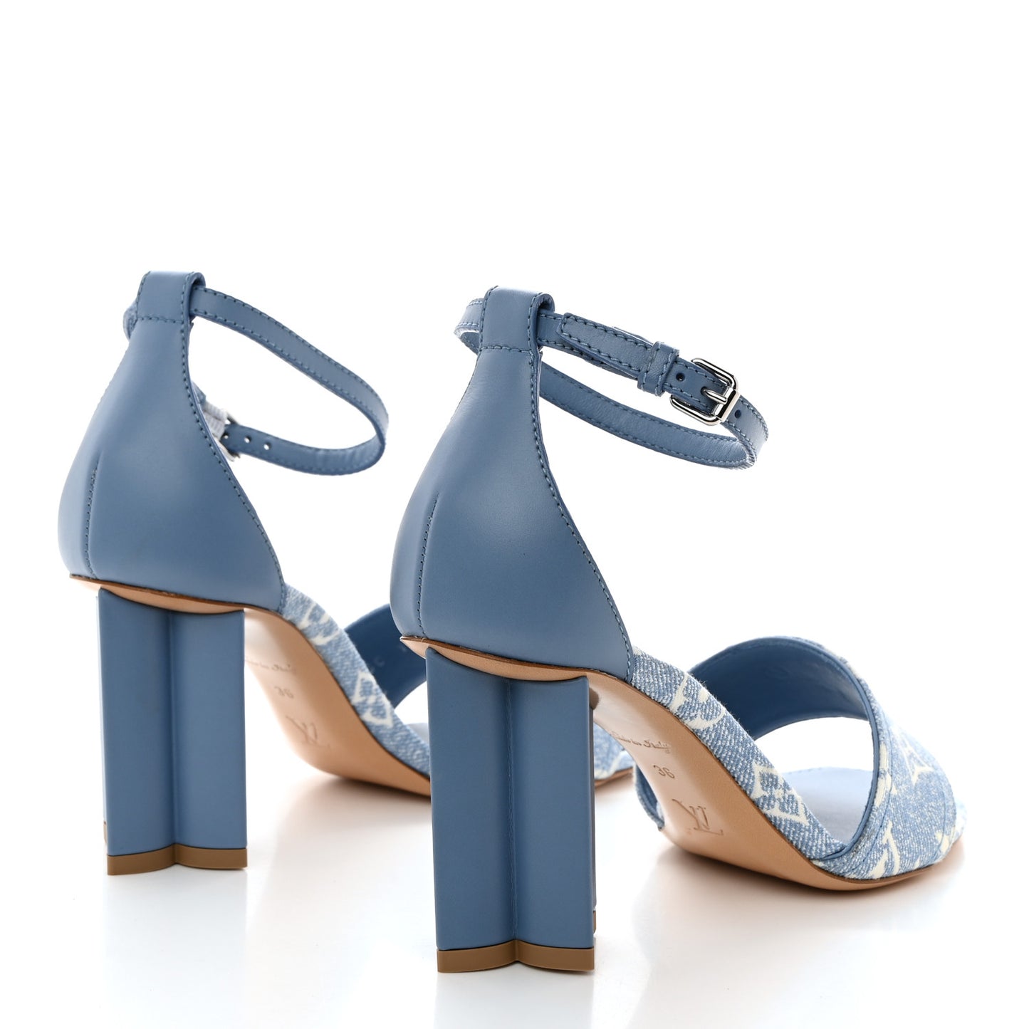 Monogram Denim Silhouette Sandals 36 Blue