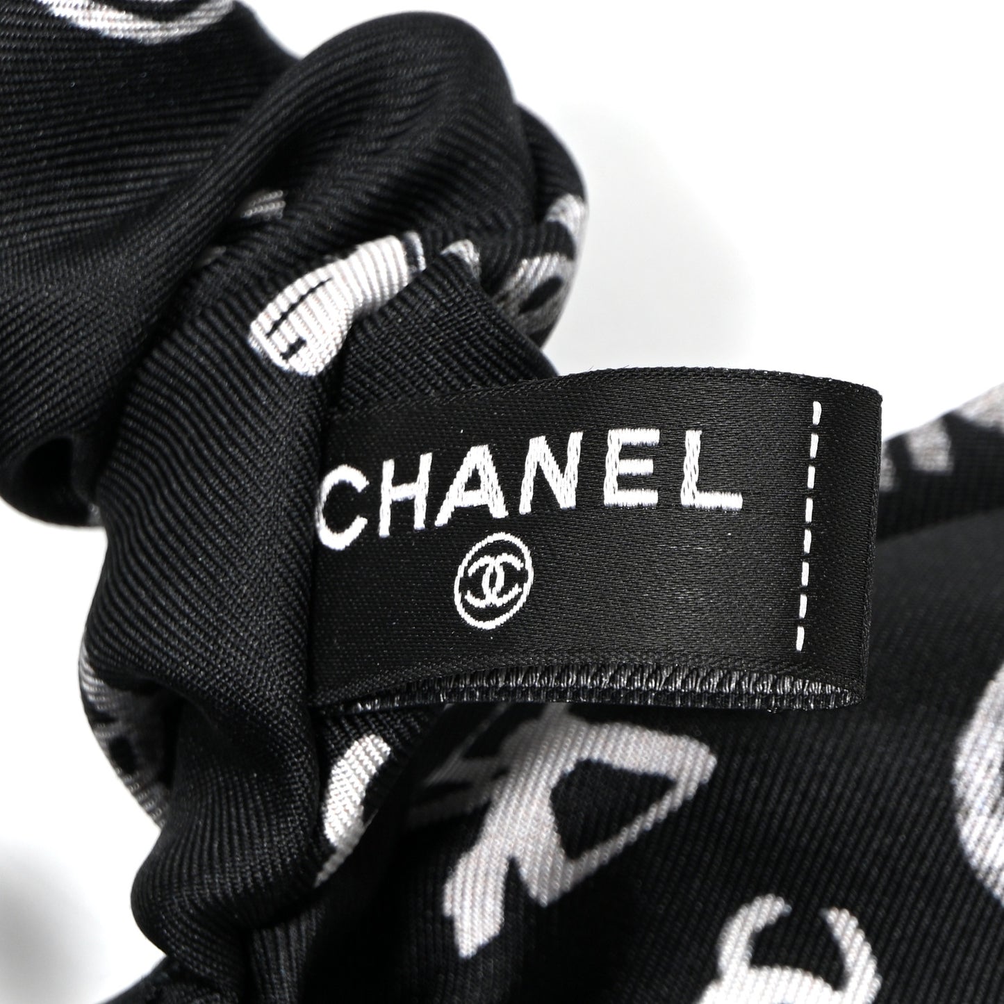 Silk Hair Tie Black White