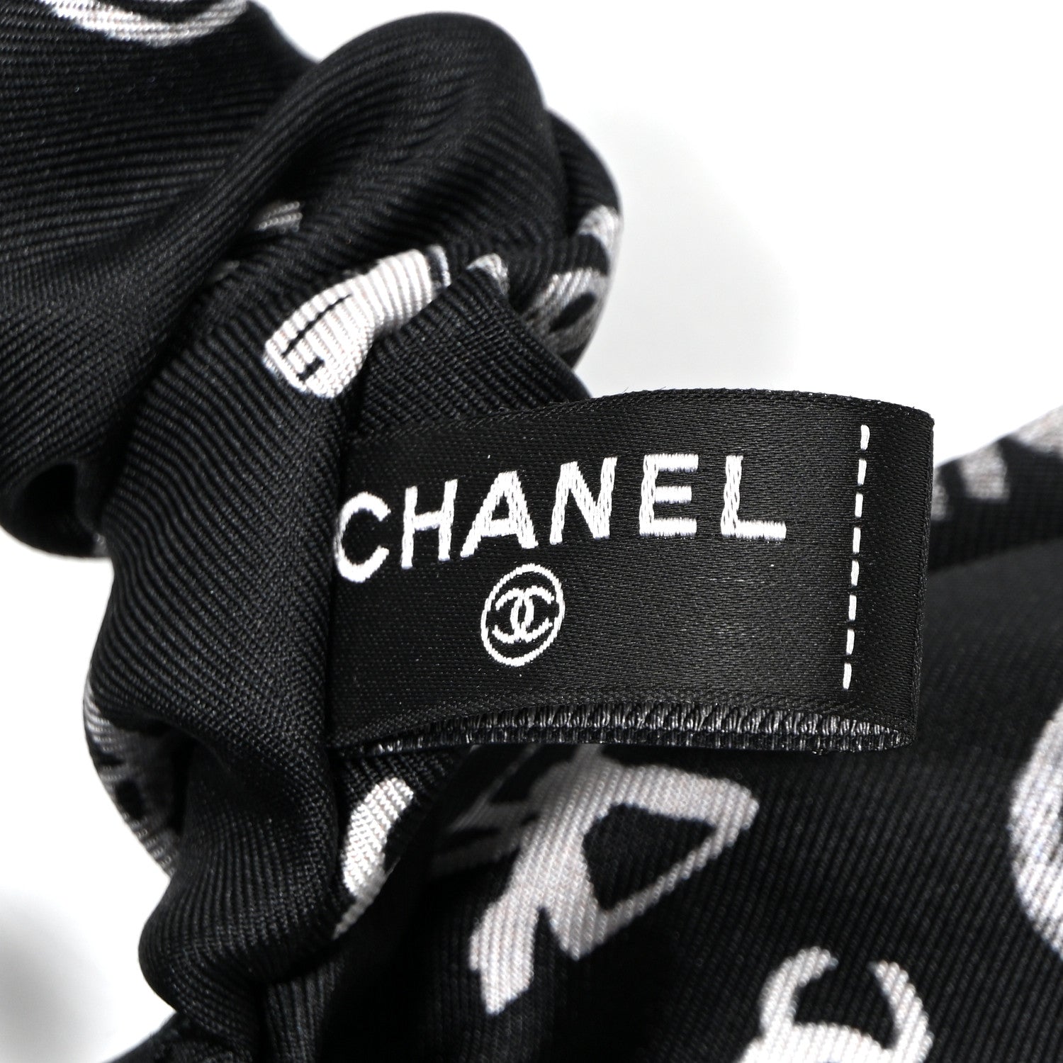 Chanel Silk Hair Tie Black White 3 of 3
