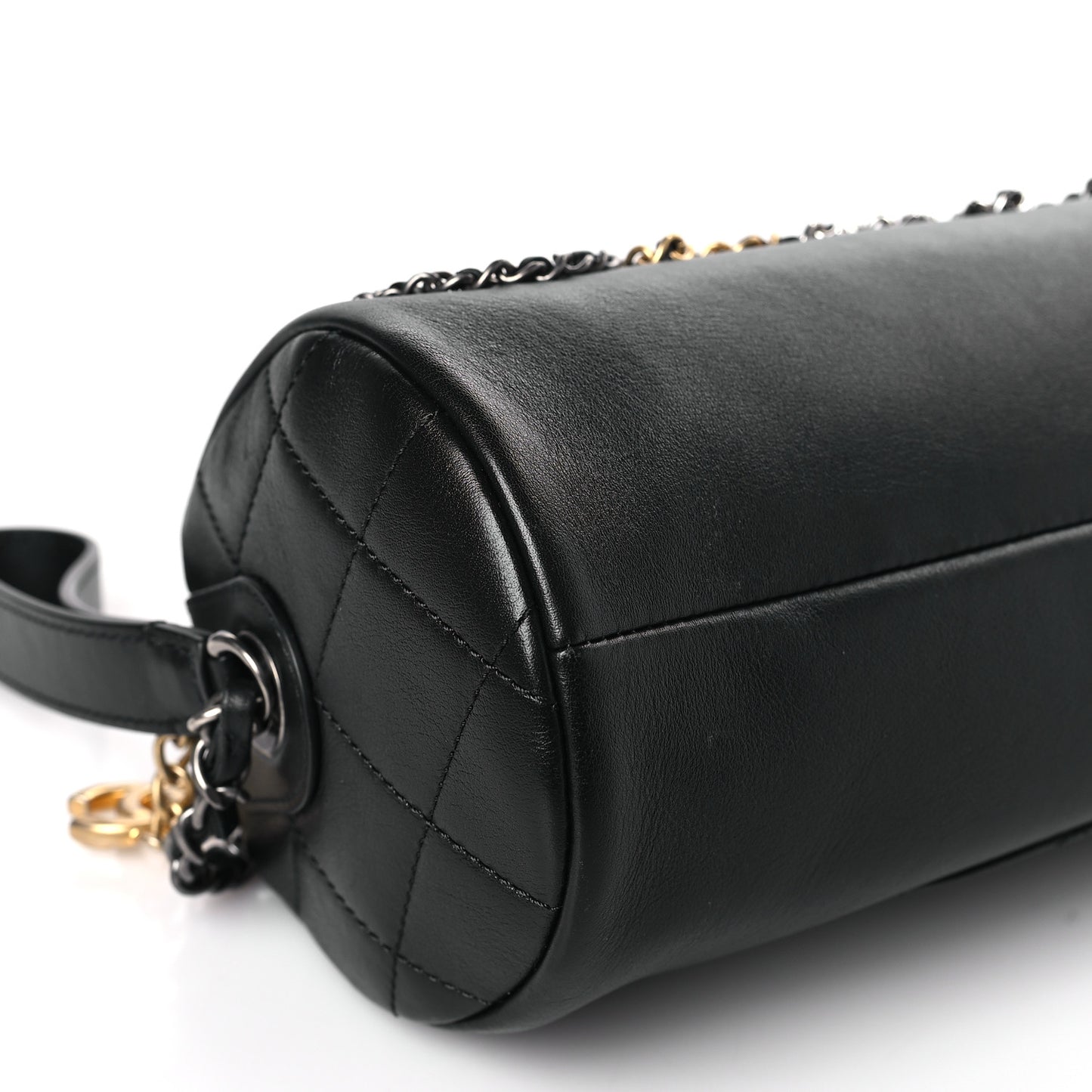 Calfskin Chain 20s Signature Bowling Bag Black