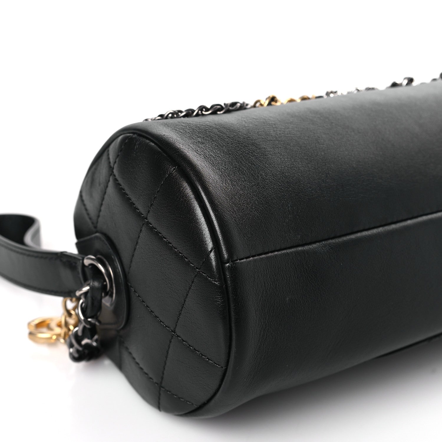 Chanel Calfskin Chain 20s Signature Bowling Bag Black 8 of 9