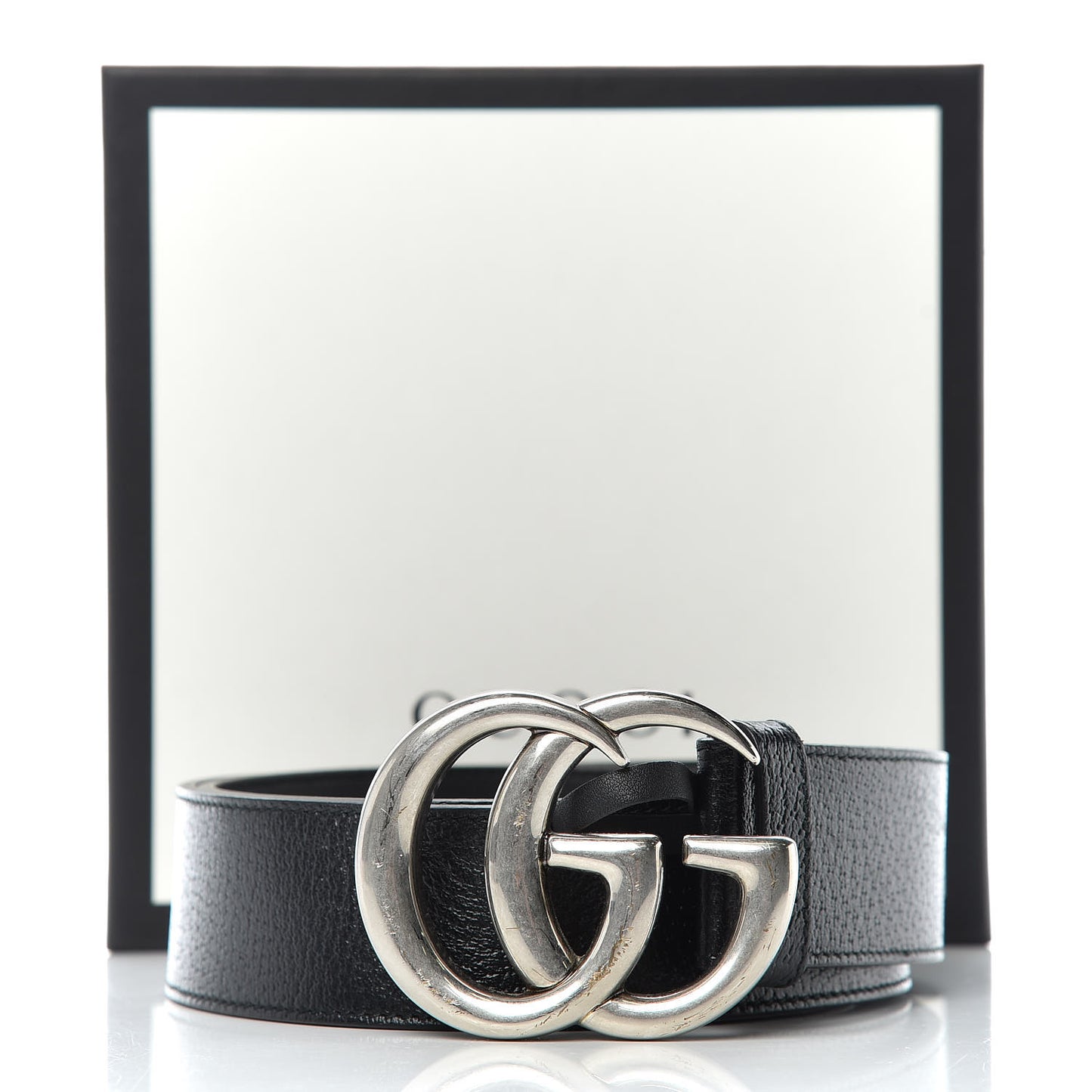 Textured Dollar Calfskin Nickel Double G 40mm Belt 85 34 Black