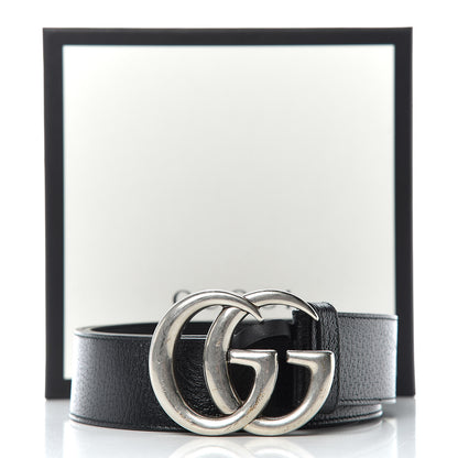 Gucci Textured Dollar Calfskin Nickel Double G 40mm Belt 85 34 Black 8 of 8