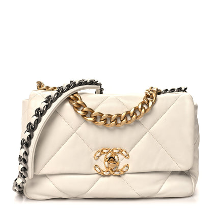 Chanel Lambskin Quilted Medium Chanel 19 Flap White 1 of 12