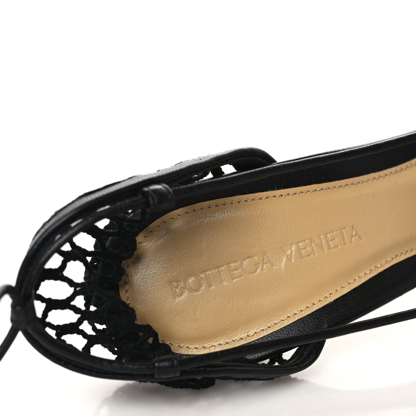 Mesh Nappa Stretch Ankle Tie Sandals 38 Black