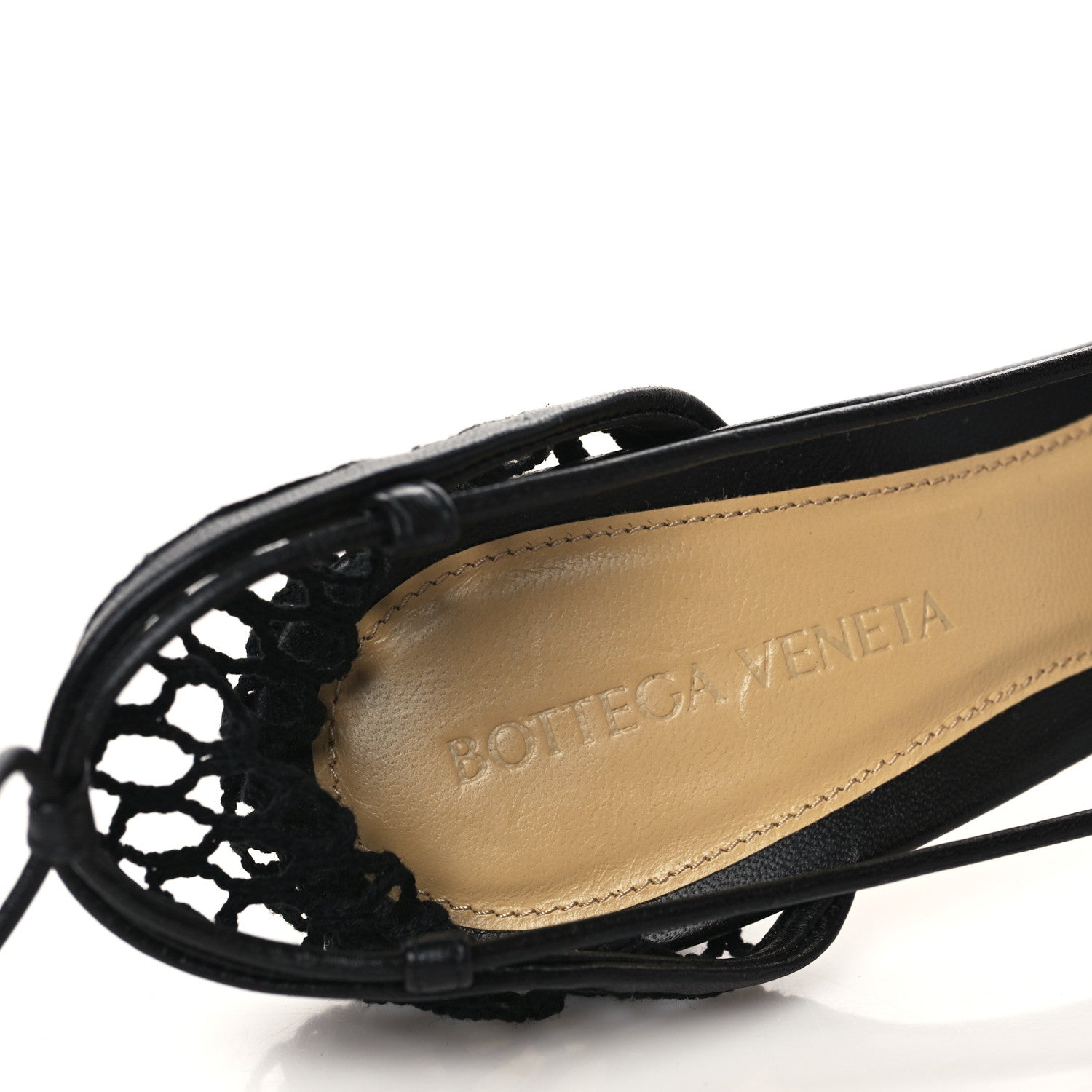 Bottega Veneta Mesh Nappa Stretch Ankle Tie Sandals 38 Black 8 of 9