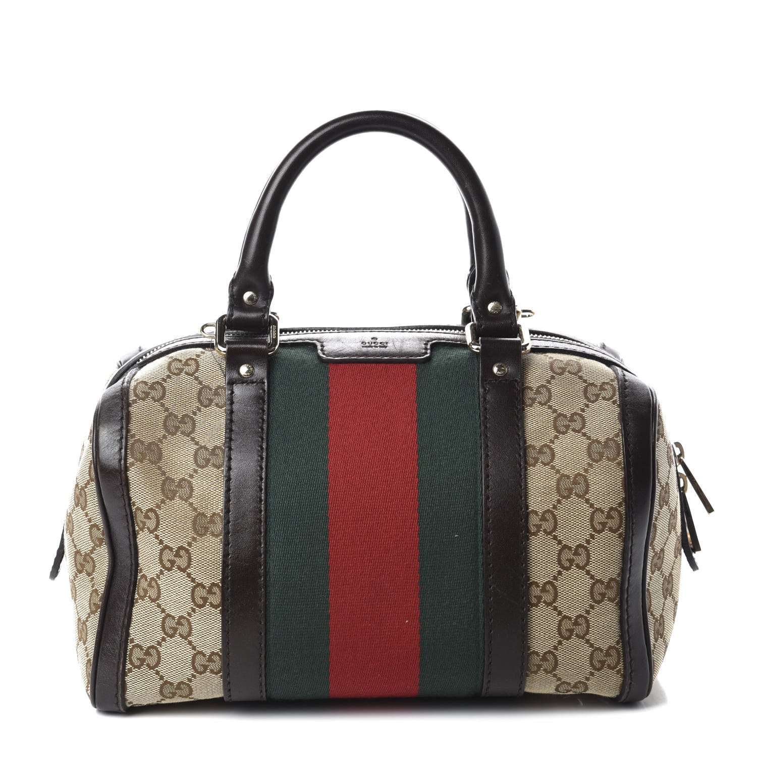 Gucci Monogram Vintage Web Small Boston Dark Brown 1 of 11