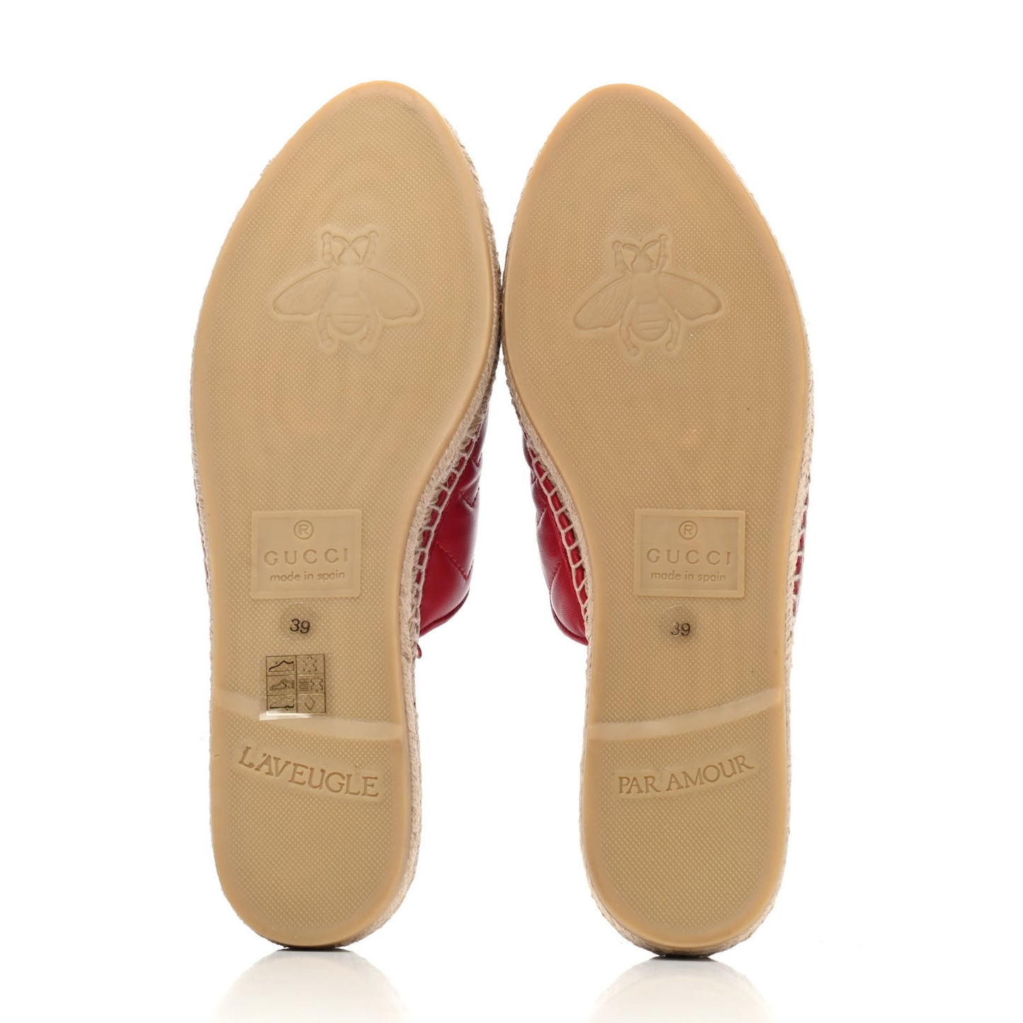 Nappa Matelasse GG Marmont Espadrille Slippers 39 Hibiscus Red