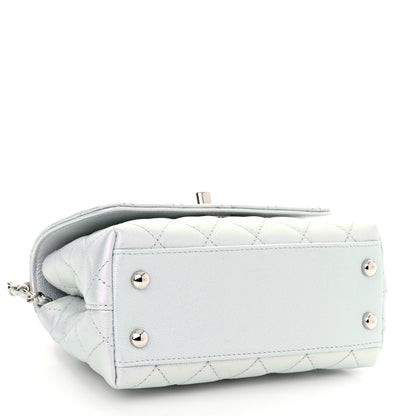Chanel Iridescent Caviar Quilted Extra Mini Coco Handle Flap Light Blue 4 of 10